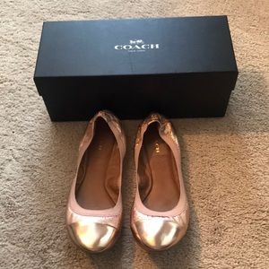 Coach Rose Gold Cap Toed Ballet Flats, Sz 8